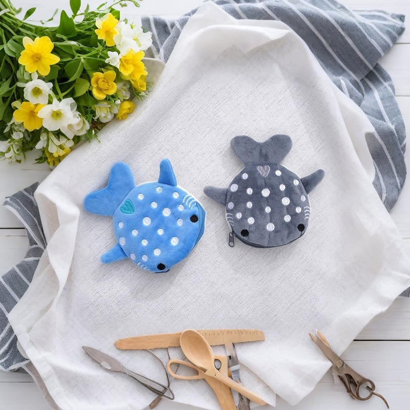 SCORYULE Cute Whale Shark Coin Purse, 4PCS Funny and Practical Coin Pouch, Kawaii Wallet with Zipper Keychain for Women - Image 5
